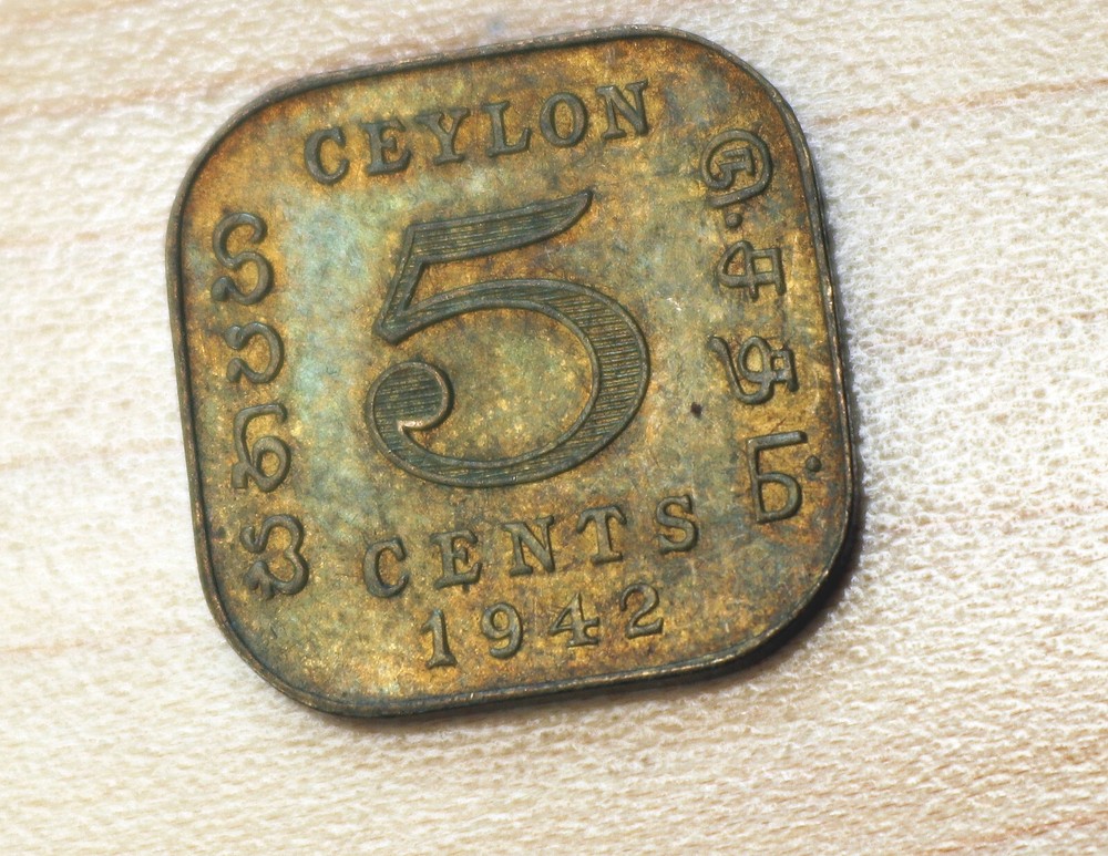 1942 Ceylon Sri Lanka 5 Cents