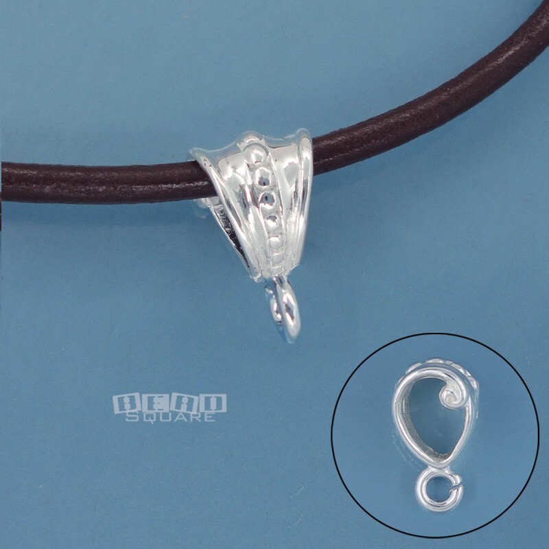 Solid 925 Sterling Silver Dots Pendant Bail Connector w/Open Loop #33385