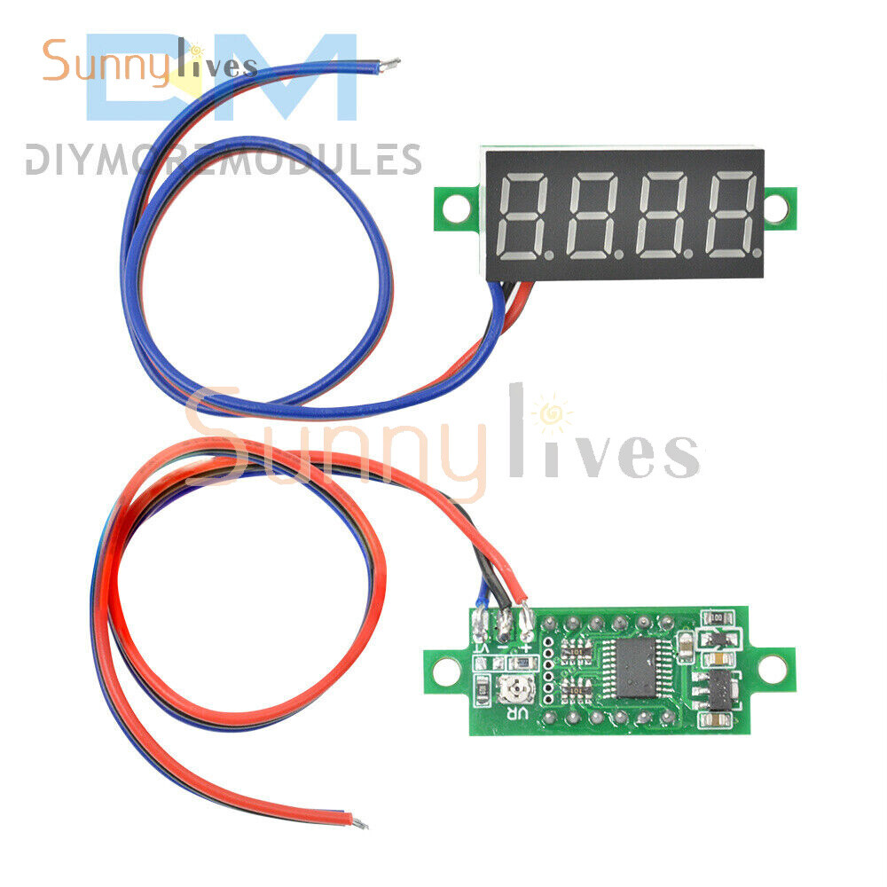 DC 0-100V 0.36" 4 Digit 3 Wire Voltmeter LED Digital Voltage Tester Panel Meter
