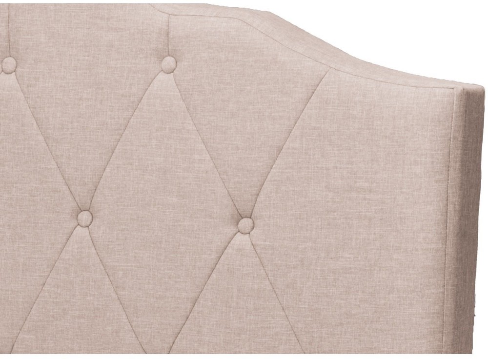 Traditional Tufted Bed Frame Brown Fabric Upholstered Button King Size Bedroom