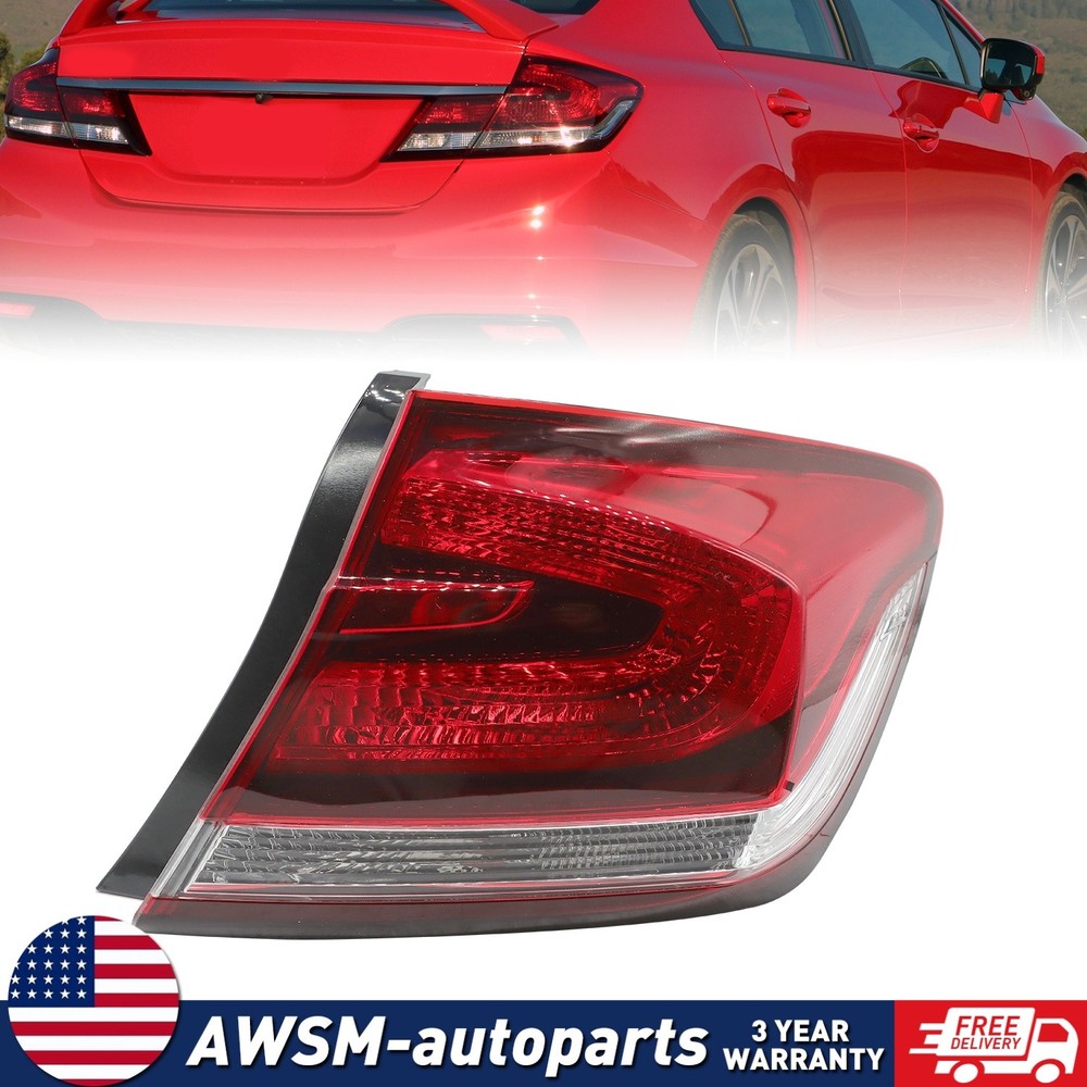 Passenger Right Side Outer Tail Light Assembly For Honda Civic Sedan 2013-2015