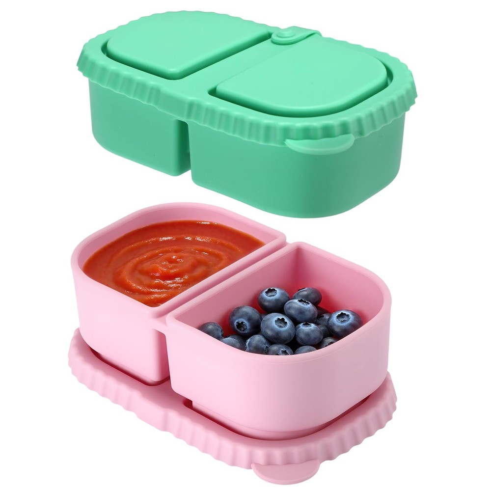 Alphatool Reusable Silicone Snack Containers - 8.5Oz 2 pink green