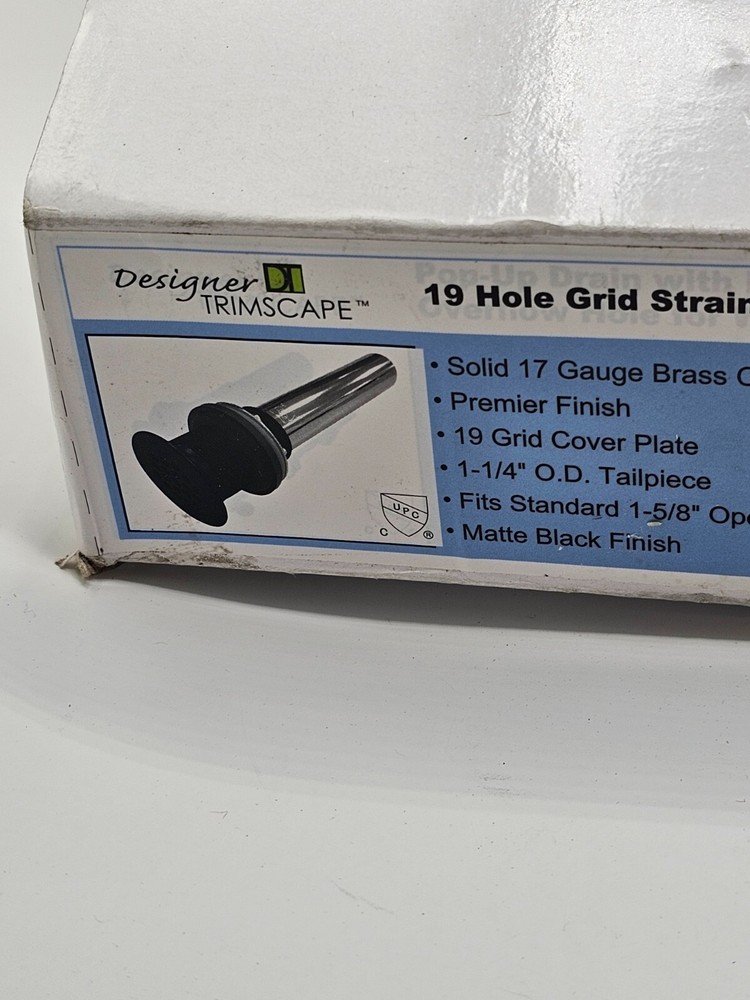 Kingston Designer Trimscape 1-1/4" Grid Drain Assembly Matte Black KB4000MB