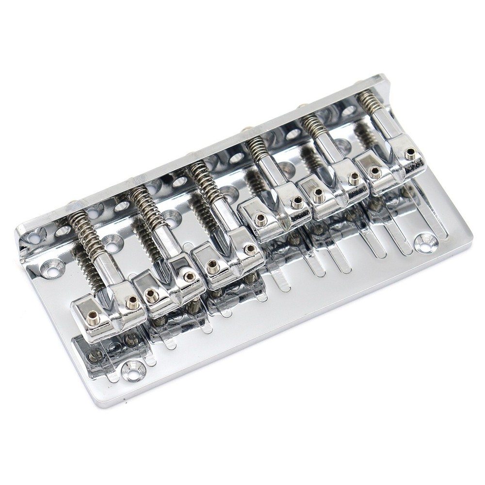 6String Metal Fixed Bass Bridge L-Shaped Saddle Bridge Top Load Tailpiece Silver