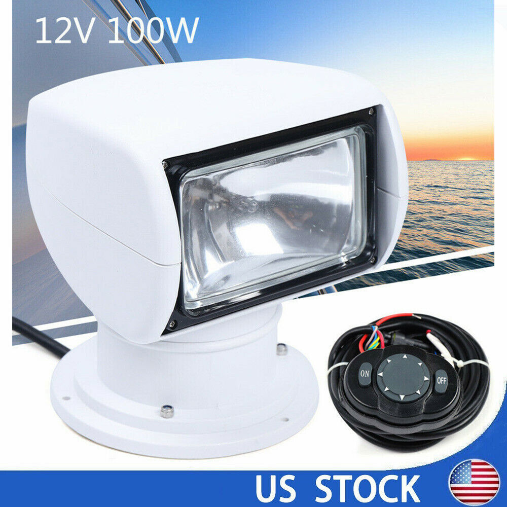 100W Boat Search Light Remote Control Marine Spotlight 360 Rotate 2500LM 12V