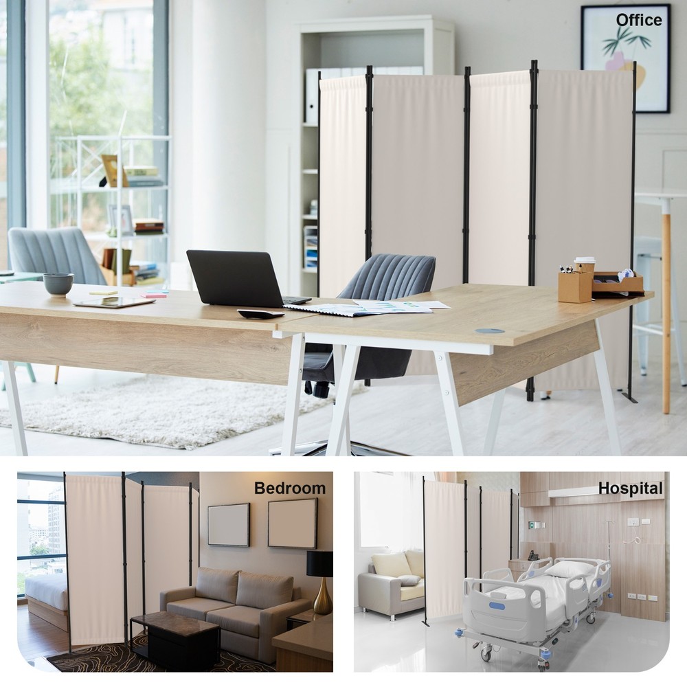 Room Divider 4 Panel Folding Privacy Screen Portable Wall Partition 88"W, White