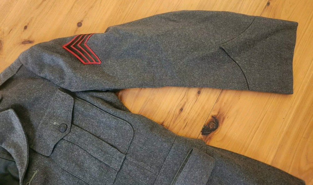 1950s USMC Sergeant Uniform, Green Wool Jacket/Pants/Belt, EUC