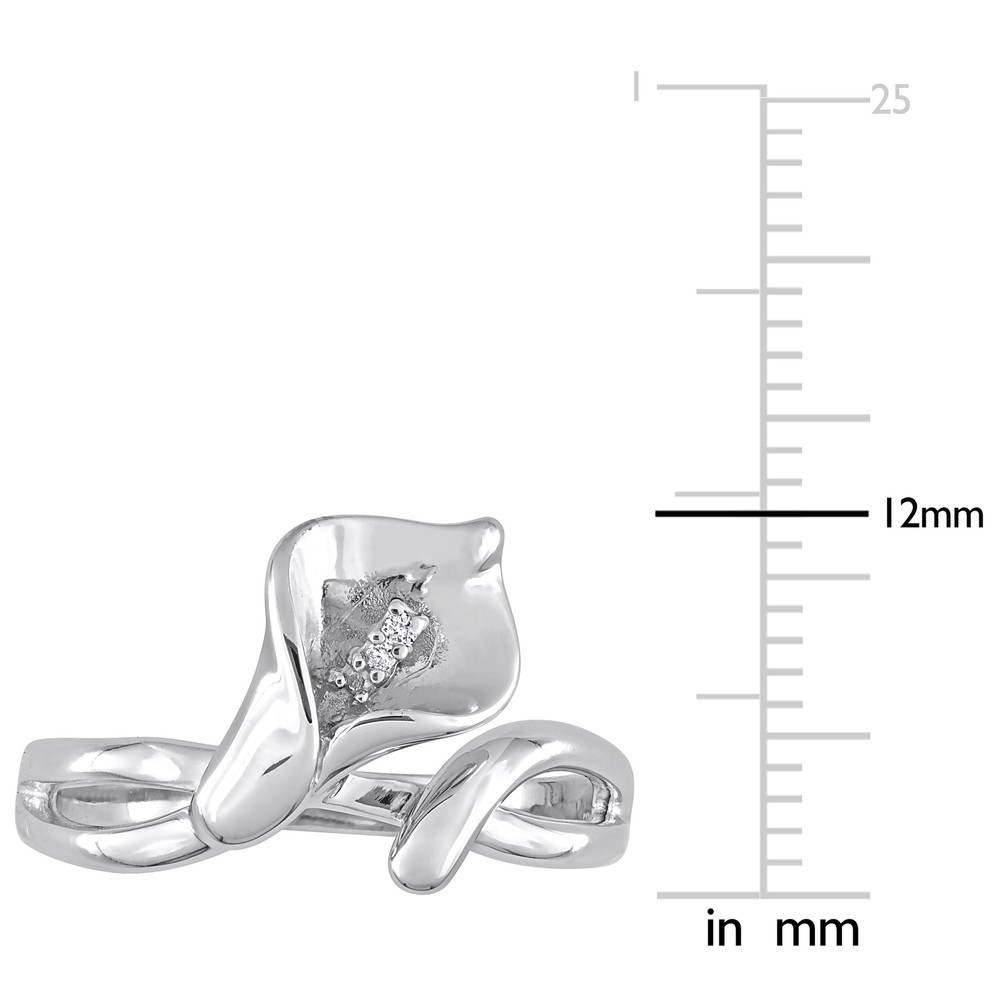 Amour Sterling Silver Diamond Calla Lily Flower Ring