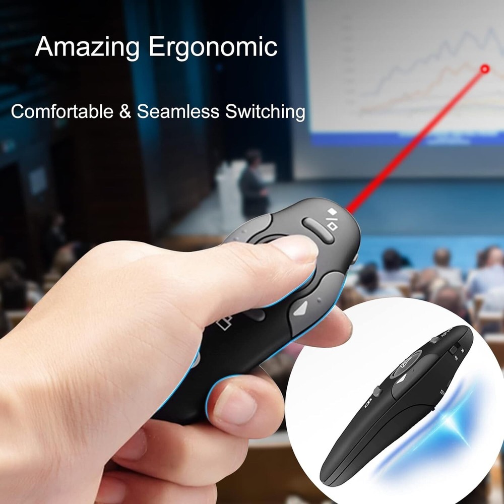 Ergonomic Wireless Presentation Clicker - Compact & Portable - Easy to Use