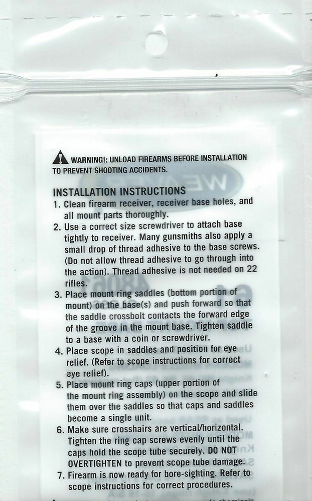 Weaver, Model #61 Detachable Top Mount 2 Piece Base, Modern Muzzle Loading 48061