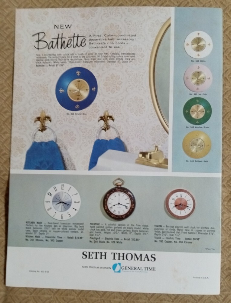 Original Seth Thomas Clock Catalog 502 6-65 8 Pages