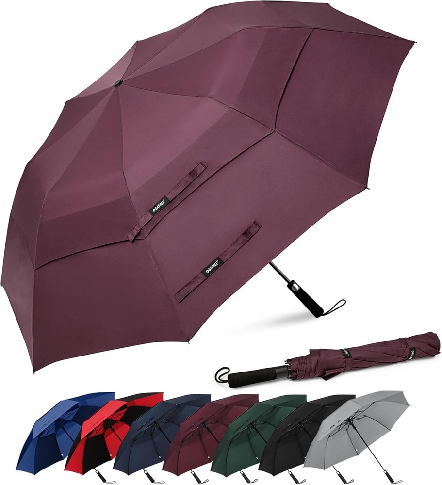 62 Inch Portable Golf Umbrella Large Oversize Double Canopy Vented Windproof