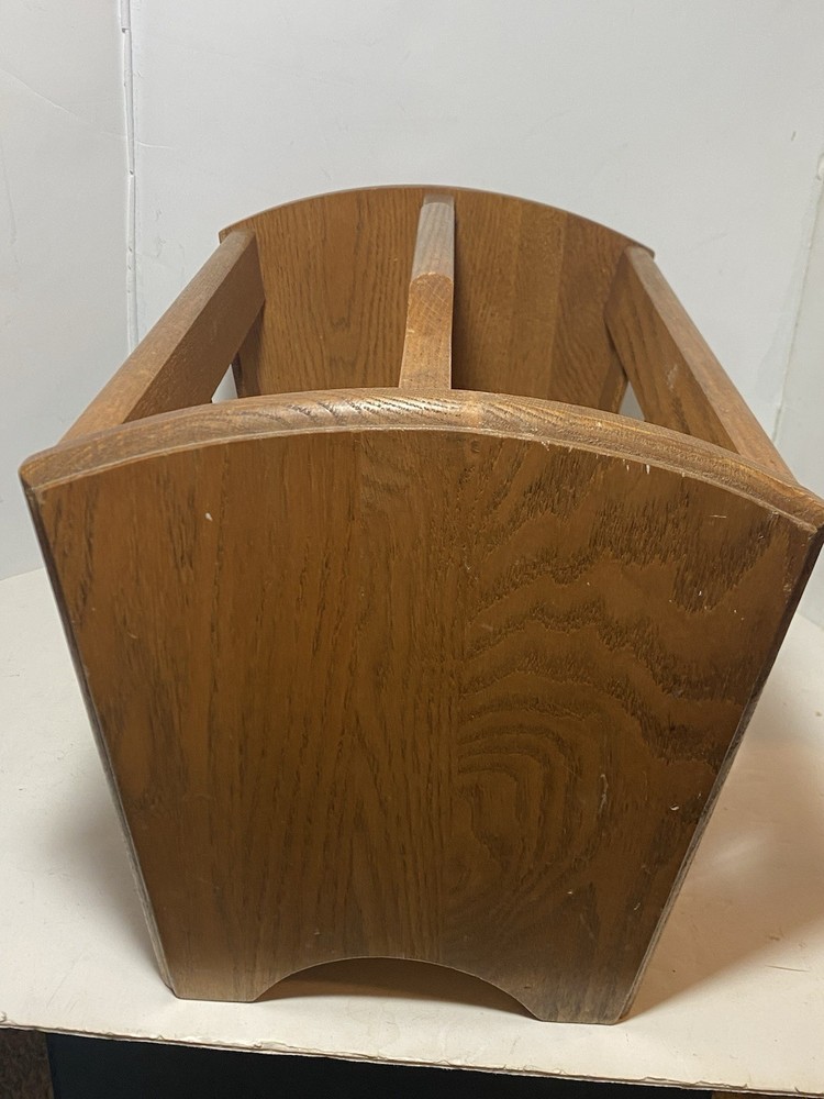 Vintage Solid Oak Magazine Newspaper Rack Book Stand