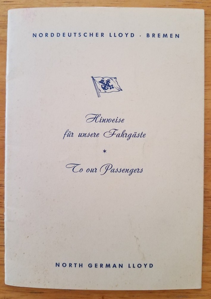 NORTH GERMAN LLOYD INFORMATION BOOKLET