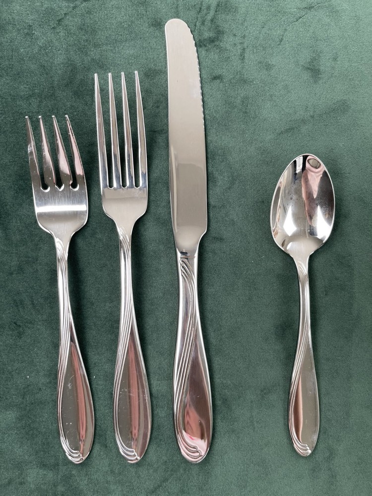 Oneida Stainless Windswept Scroll Flatware Place Setting Fork Spoon Knife USA