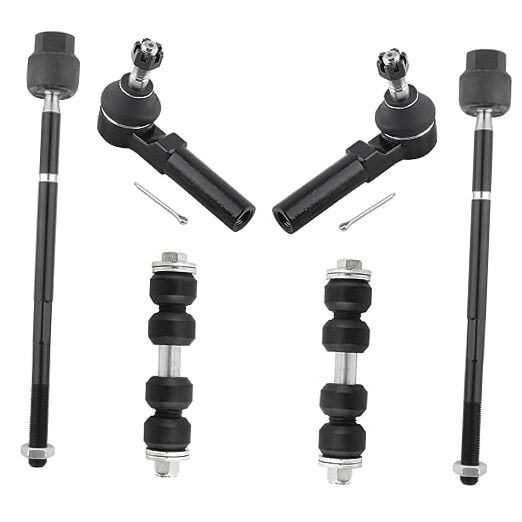 (Set of 6) Front Stabilizer Sway Bar End Links + Front Inner & Outer Tie Rod