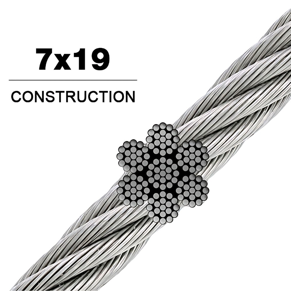 Galvanized Aircraft Cable Wire Rope 3/16" 7x19 for DIY Decking Railing System