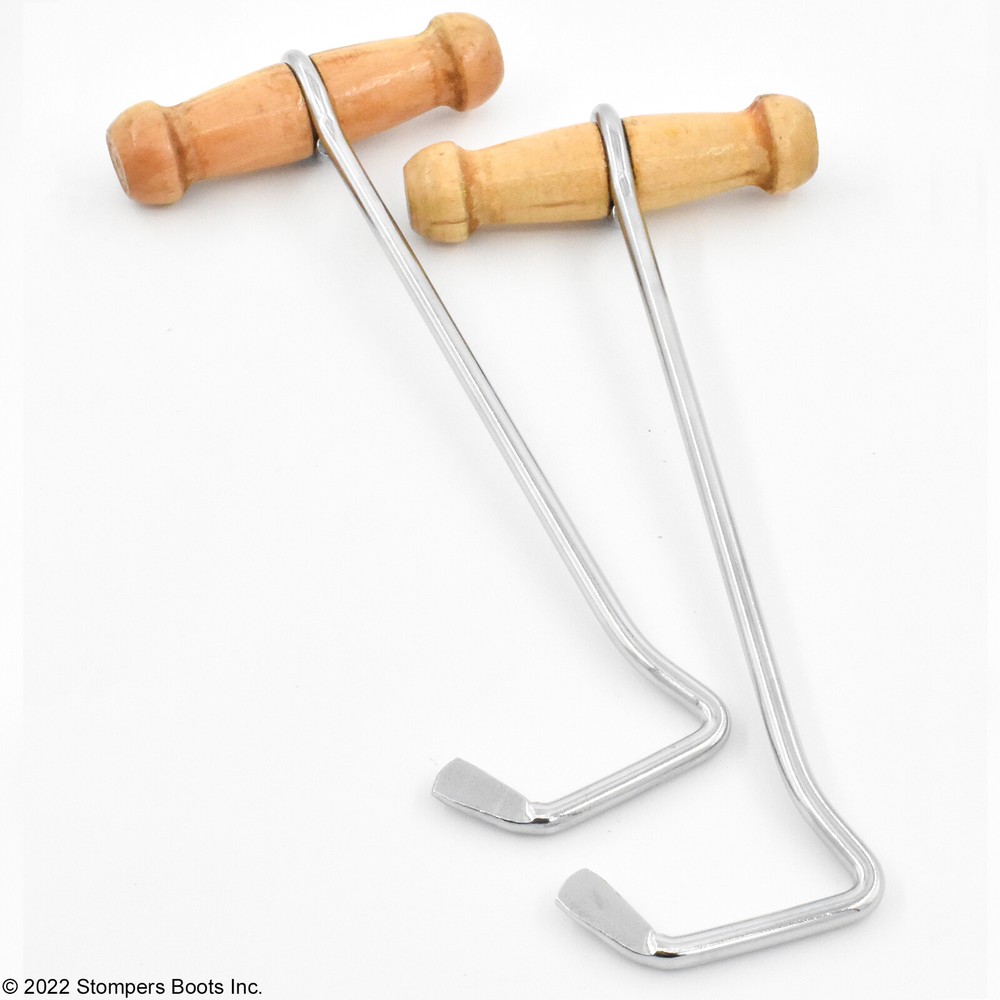 Boot Hooks - Designed for Boots with Inside Pull Straps, Sturdy Wooden Handles