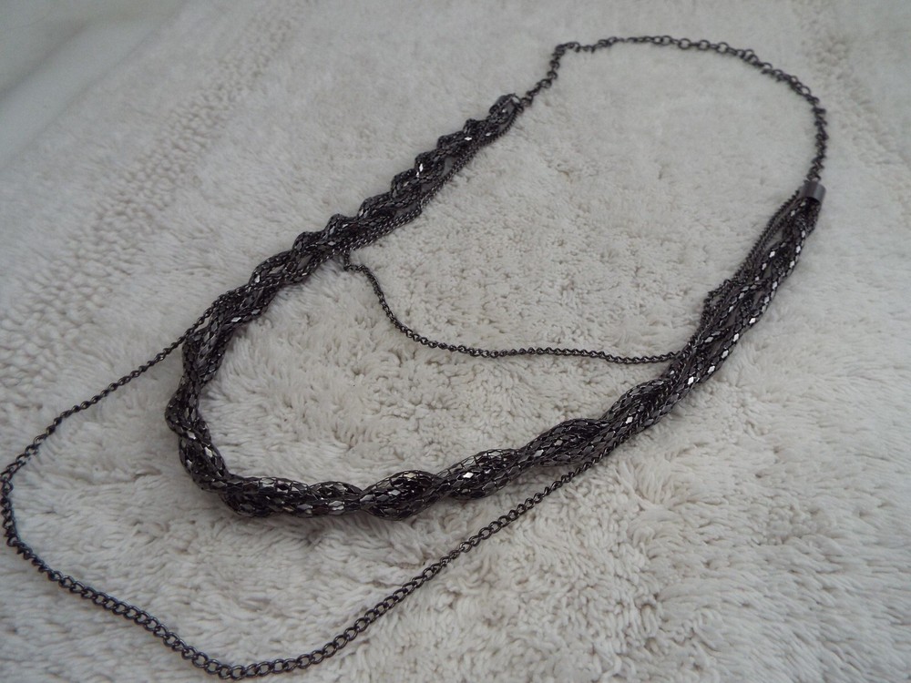 Gunmetal Mesh Chain Necklace (H1)