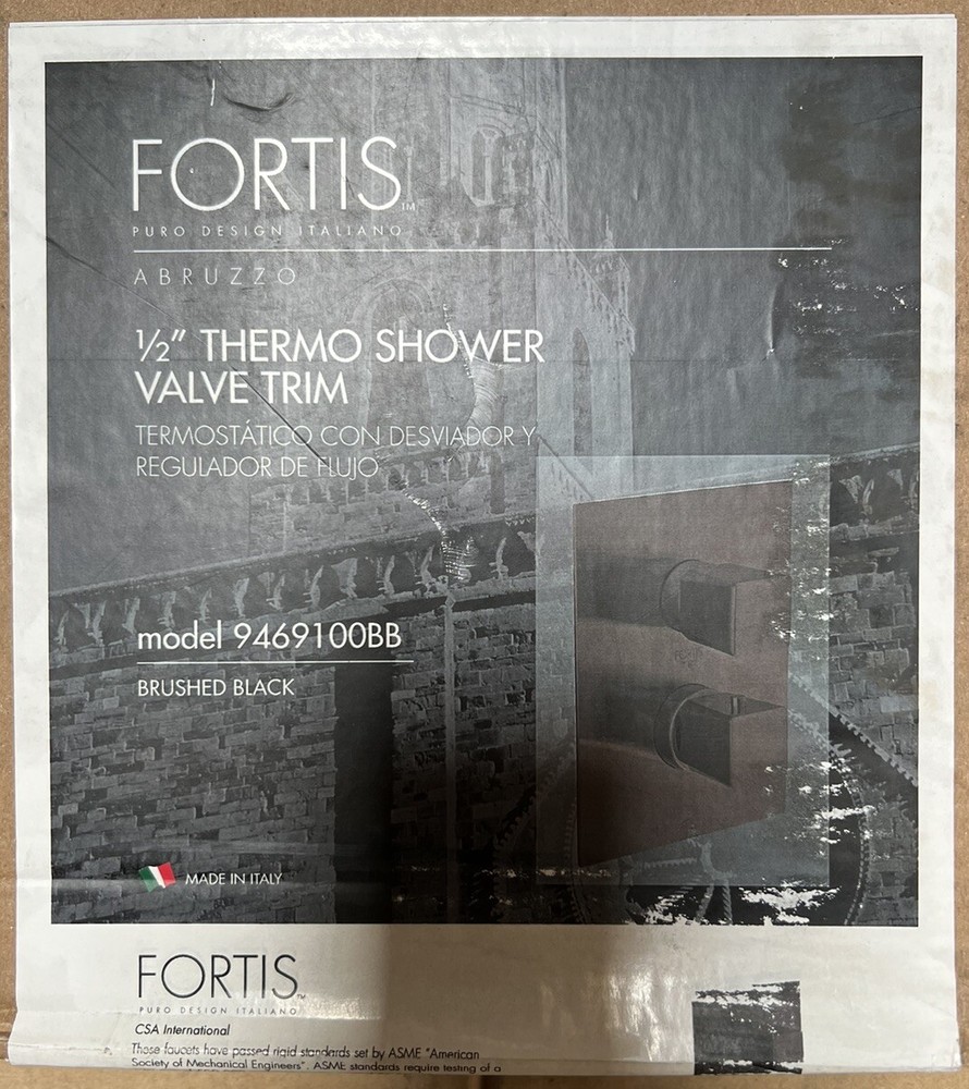 Fortis 9469100BB 2-Function Diverter Thermostatic Valve Trim - Brushed Black