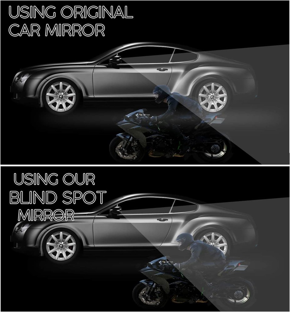 ICBEAMER 4 Pcs 360° Convex Rectangle Mirrors, 2 Sets for Rear Side View