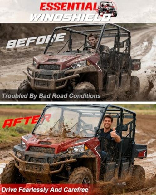 Full Front Windshield Compatible with Polaris Ranger XP 1000 Full Windshield