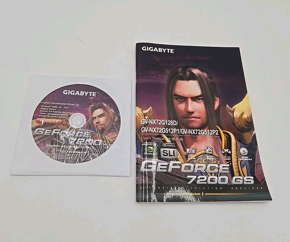 CD GeForce 7200 Series Version 1.0 Accelerator Driver CD Gigabyte & Manual