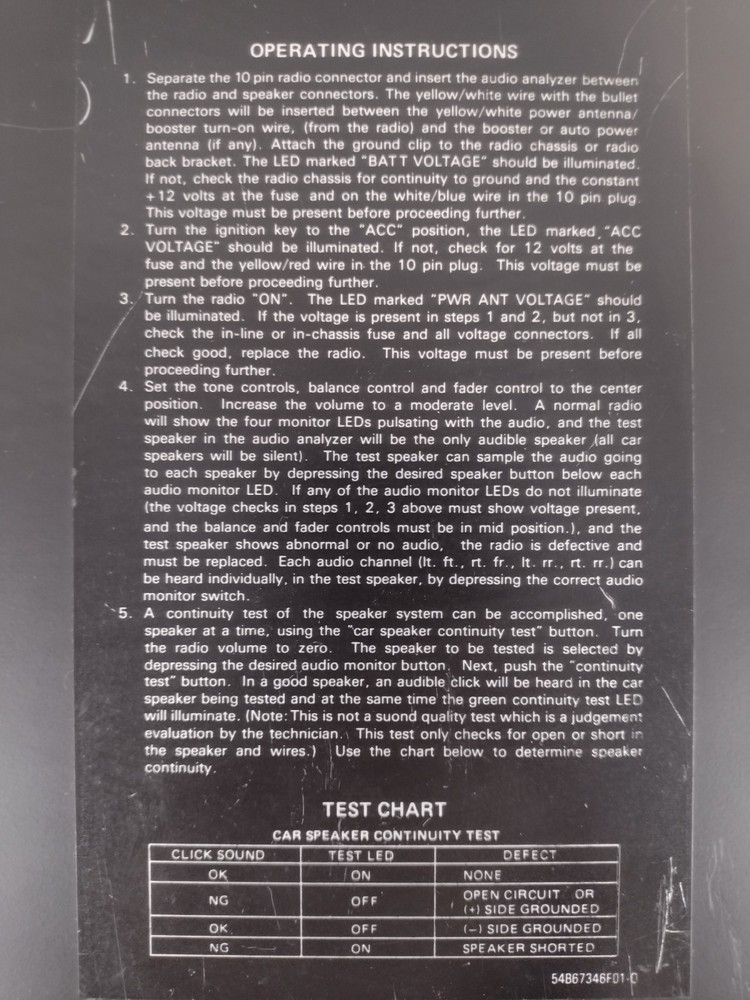 Vintage Honda Audio System Analyzer