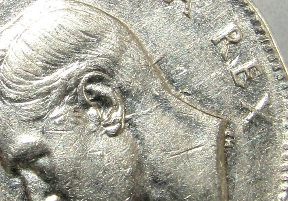 1949 CANADA 5 Cents Die Gouge ERROR through ear