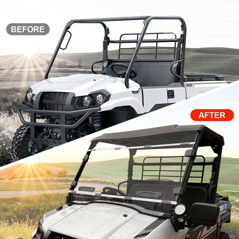 Front Windshield for Mule Pro-MX Hard Coated Vented Full Windshield Clear