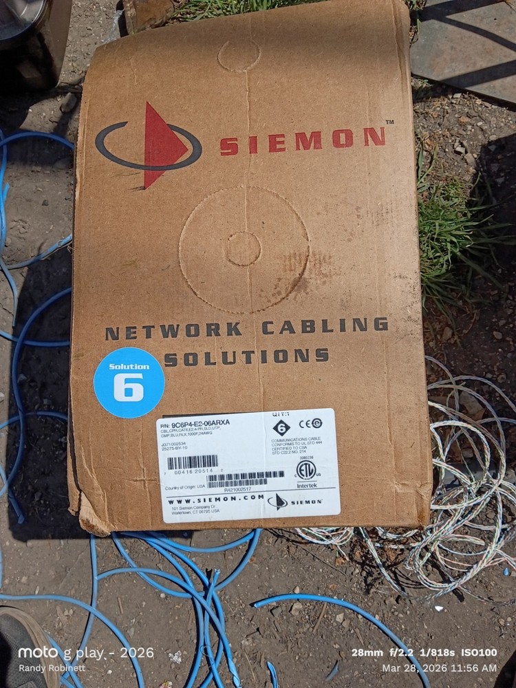 Siemon 9C6R4-E3-02-RXA , Cable, Copper,CAT 6,4 Pair,Solid,UTP,CMP,White ,1000 FT