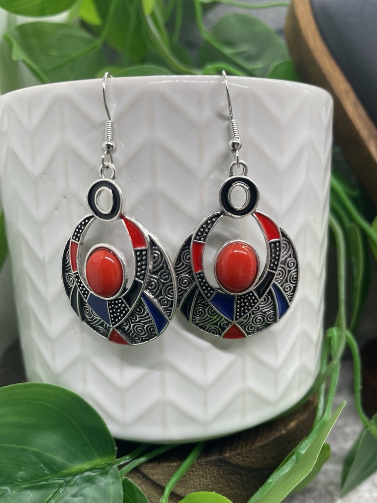 2” Silver-tone Boho Retro Drop Dangle Earring Set New Free Ship B4842