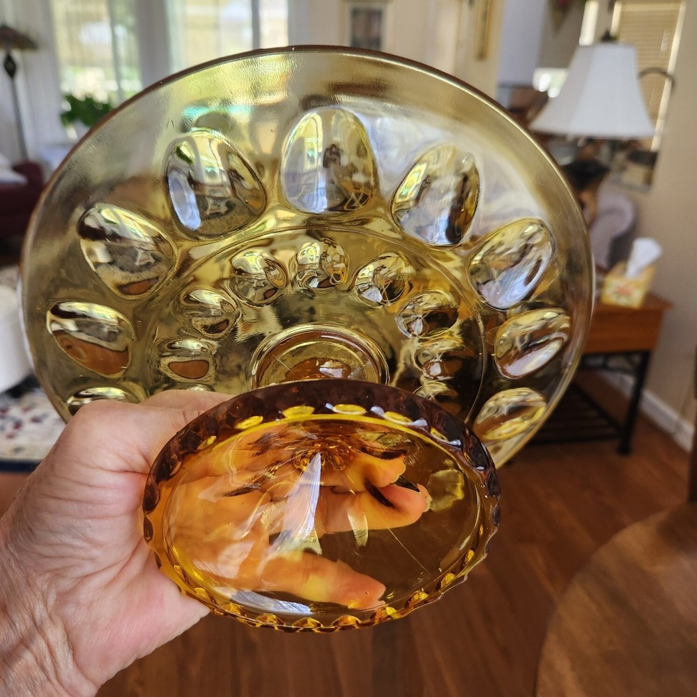 VINTAGE AMBER THUMBPRINT CAKE STAND