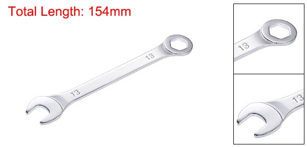 Thin Combination Wrench with Offset 6-Point End and Angled Open End Metric 13mm