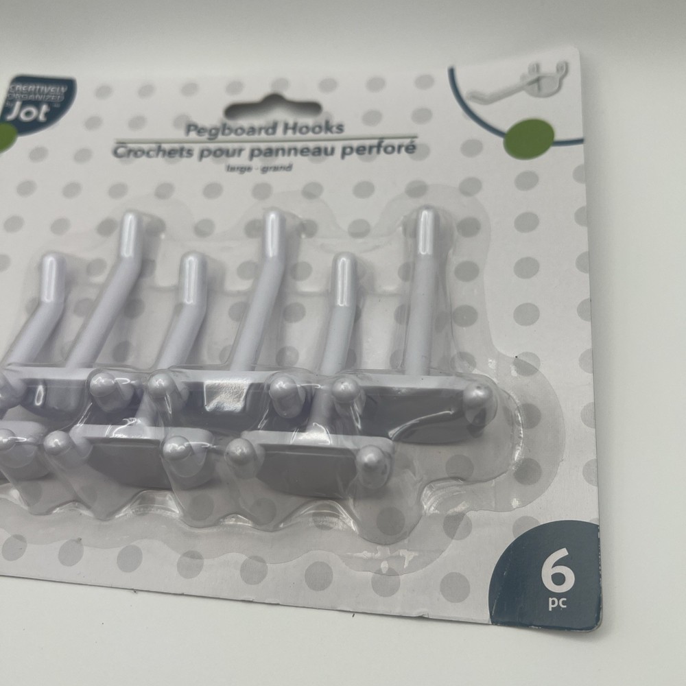 Jot Large Plastic Pegboard Hooks 6pc.