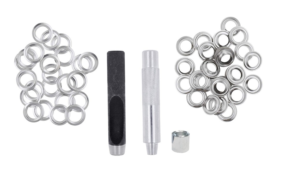 Grommet Eyelet Kit 100 Sets 2/5 Inch Inner Silver Tone with Setting Tools