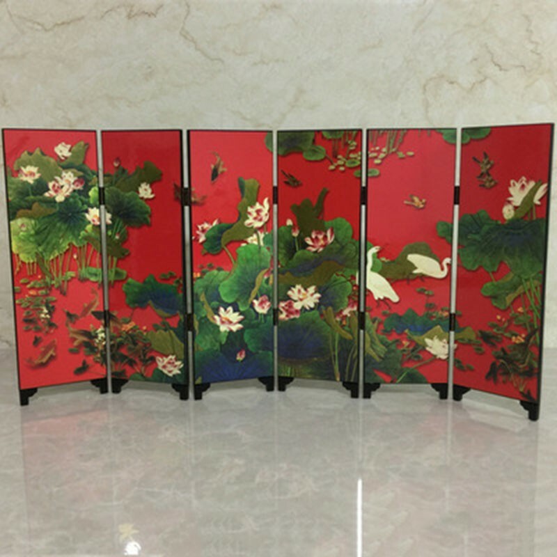 48cm Chinese Wooden Folding Screen Privacy Divider Mini Panel Desktop Decor
