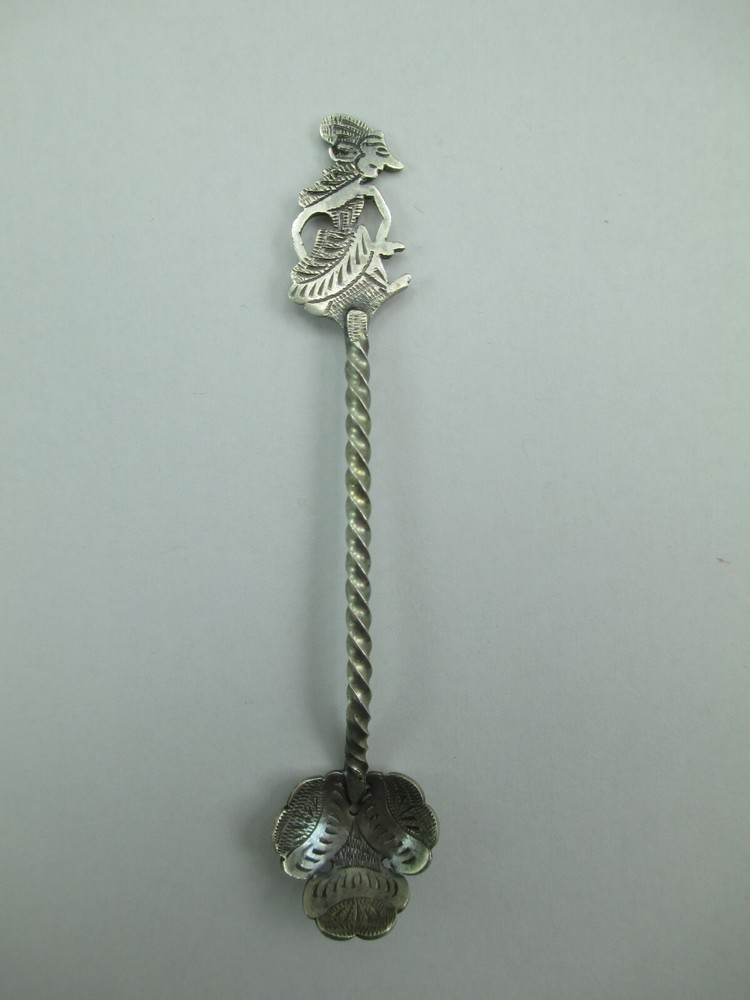 Vintage Mexico 800 Silver Sugar Cube Spoon Aztec Mayan 459F
