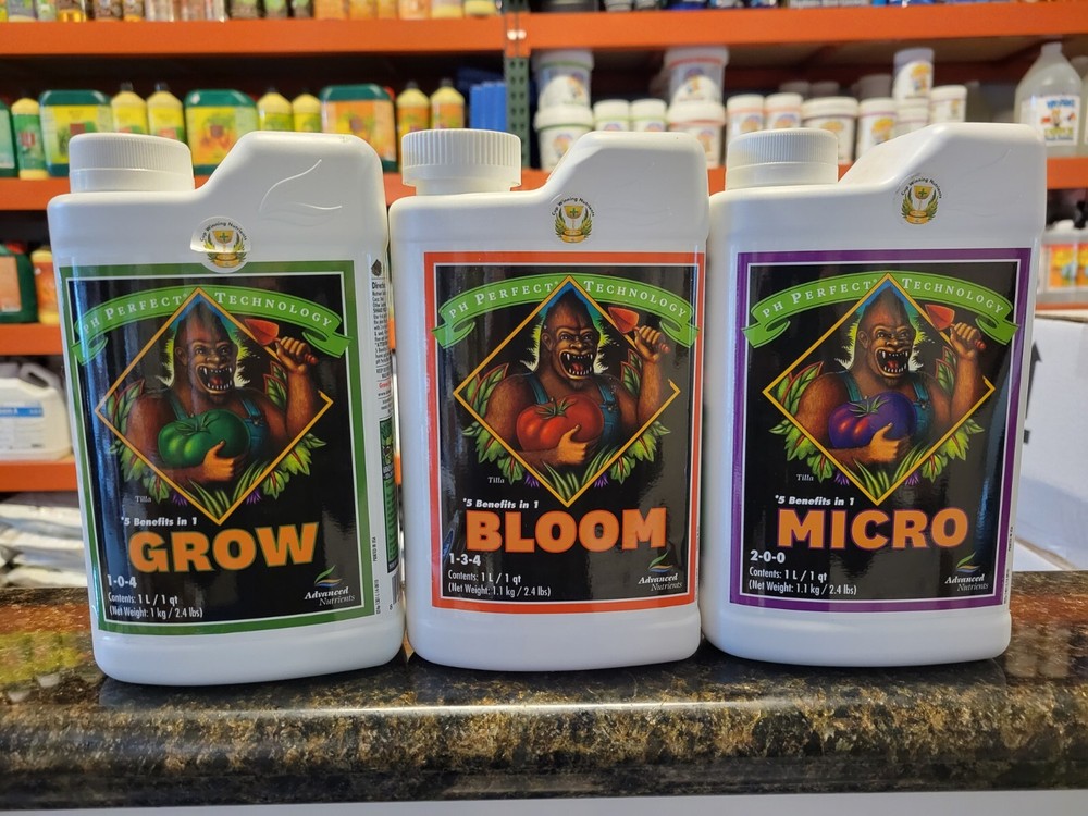 Advanced Nutrients 3 Part Combo - 1 Liter of Each pH Perfect Grow, Bloom & Micro