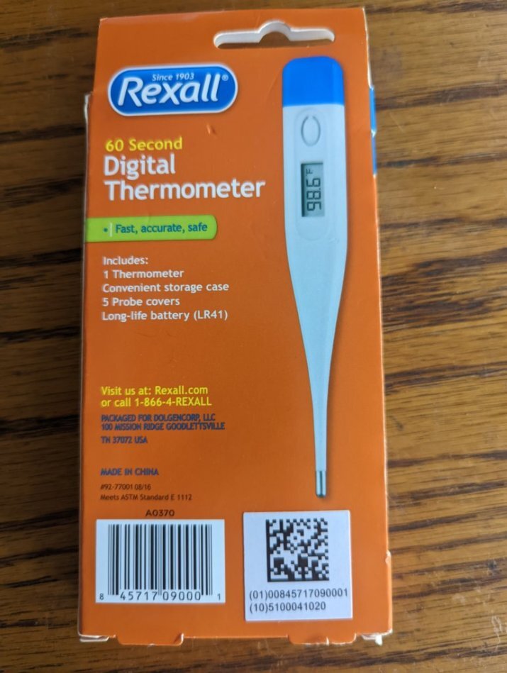 Rexall 60 Second Digital Thermometer Auto Shut-off Memory Recall - Brand New