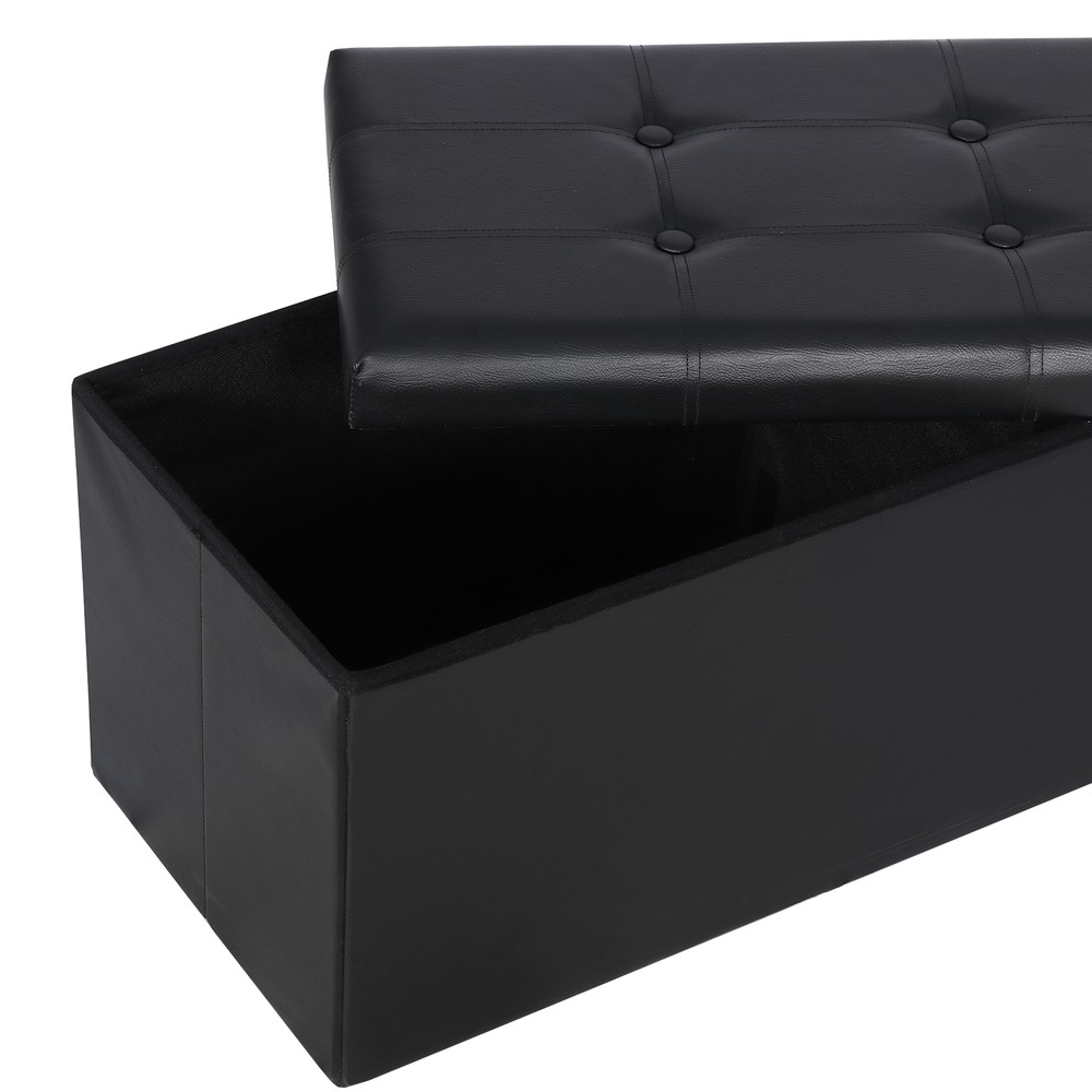 43" Folding Storage Ottoman Bench Storage Stools Footrest for Home Organizer
