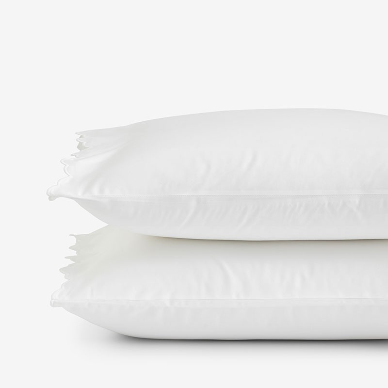 Embroidered Scallop Classic Smooth Sateen Solid Pillowcase Set|61158