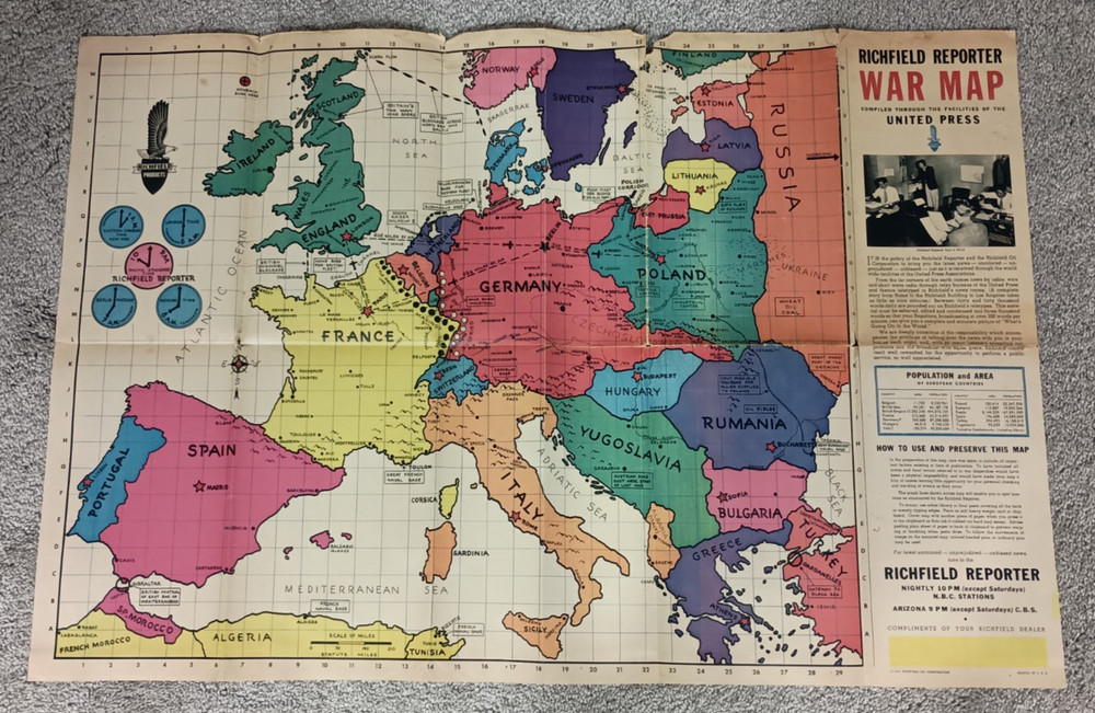 1939 Richfield Reporter War Map WWII