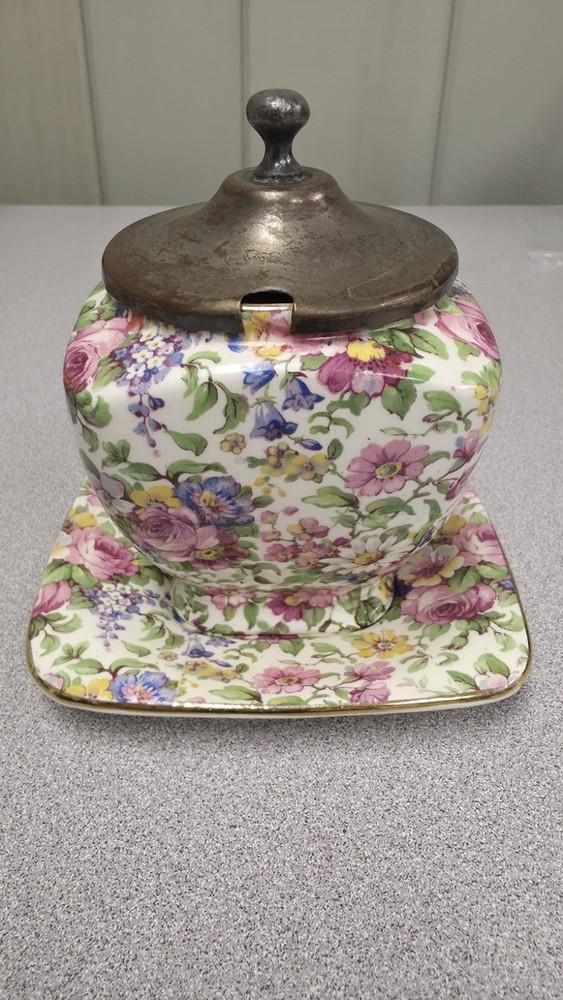 antique floral sugar container - possible Jam/Jelly container!