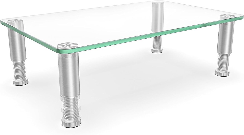 Clear Computer Monitor Stand Riser W/ Height Adjustable Multi Media Desktop