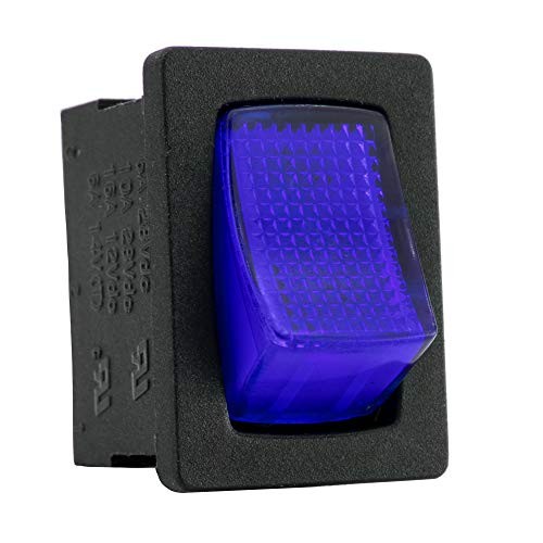 RV Mini Toggle Switch with LED | Red or Blue | Backlit | 2 Blue, 2-Pack