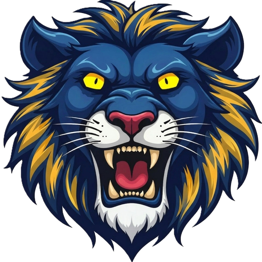 30 Custom Blue Modern Lion Personalized Address Labels