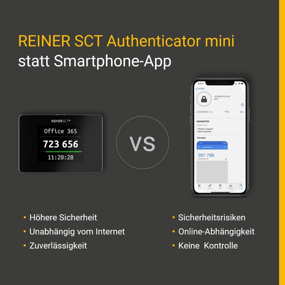 REINER SCT Authenticator Mini - Hardware for Two-Factor Authentication TOTP Ge