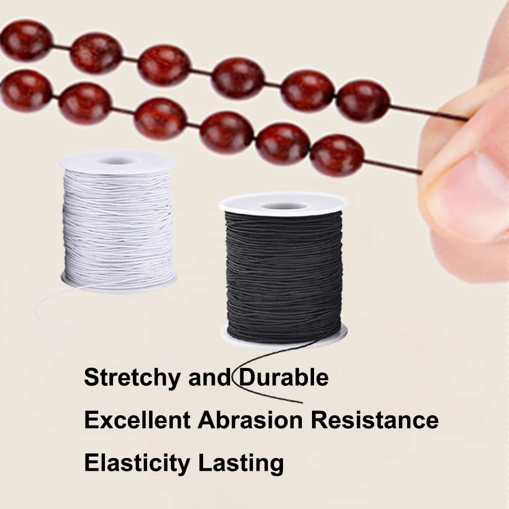 Stretchy String for Bracelets, 4 Rolls 1 mm Sturdy Elastic String Elastic Cor...