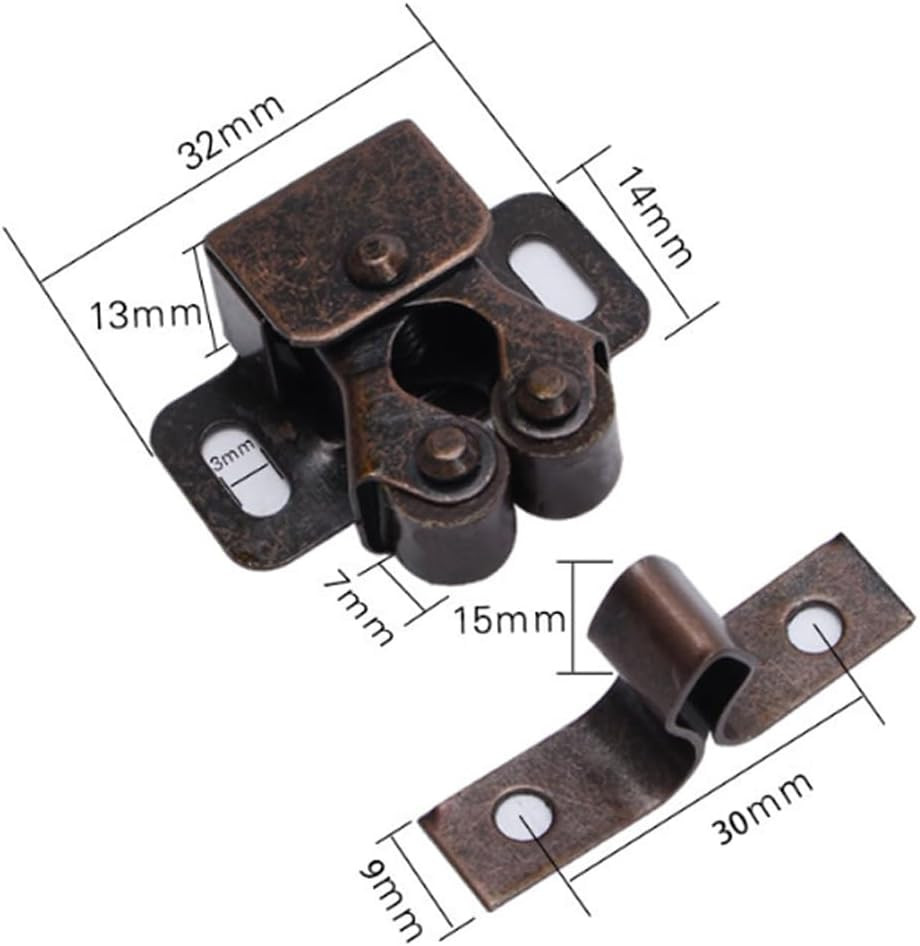 6 Pack Cabinet Latch - Double Roller Catch Hardware for Cupboard Closet Kitchen